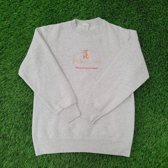 Vintage Indian-Lake Ohio Sweatshirt Women Medium 21x25 Baggy - Picture 1 of 14